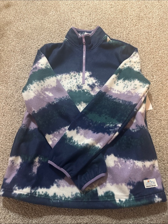 Mountain And Isles Tops - Tie-Dye Half-Zip Fleece Pullover - Navy, Lavender, Teal